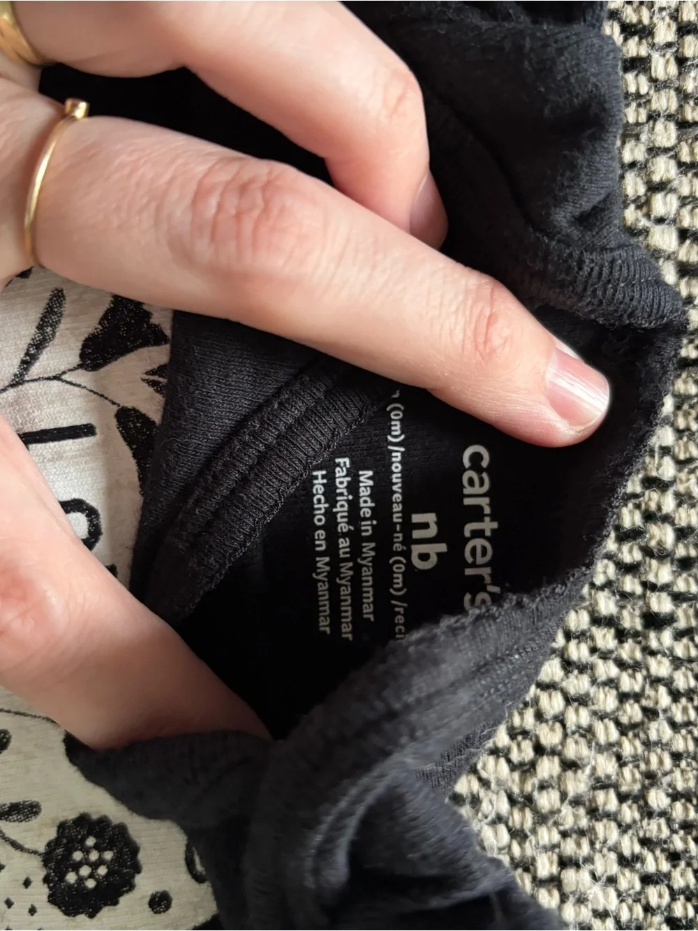 Set of 4 Carter's Black & White Floral Baby Onesies